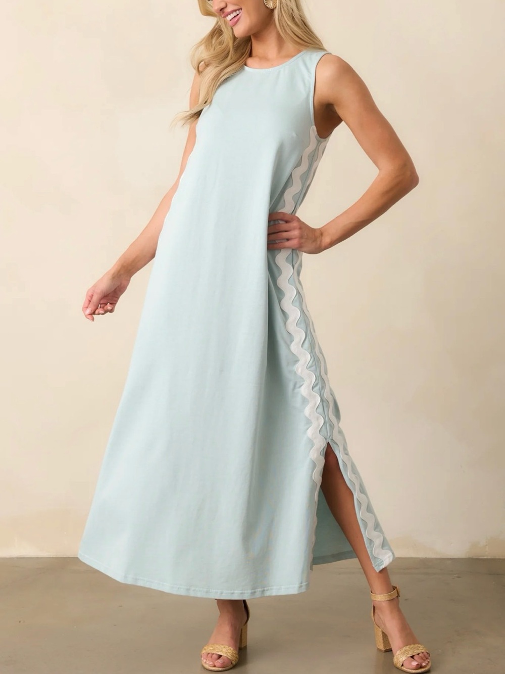 PROSPERINA SKY BLUE COTTON MAXI DRESS SIZE L